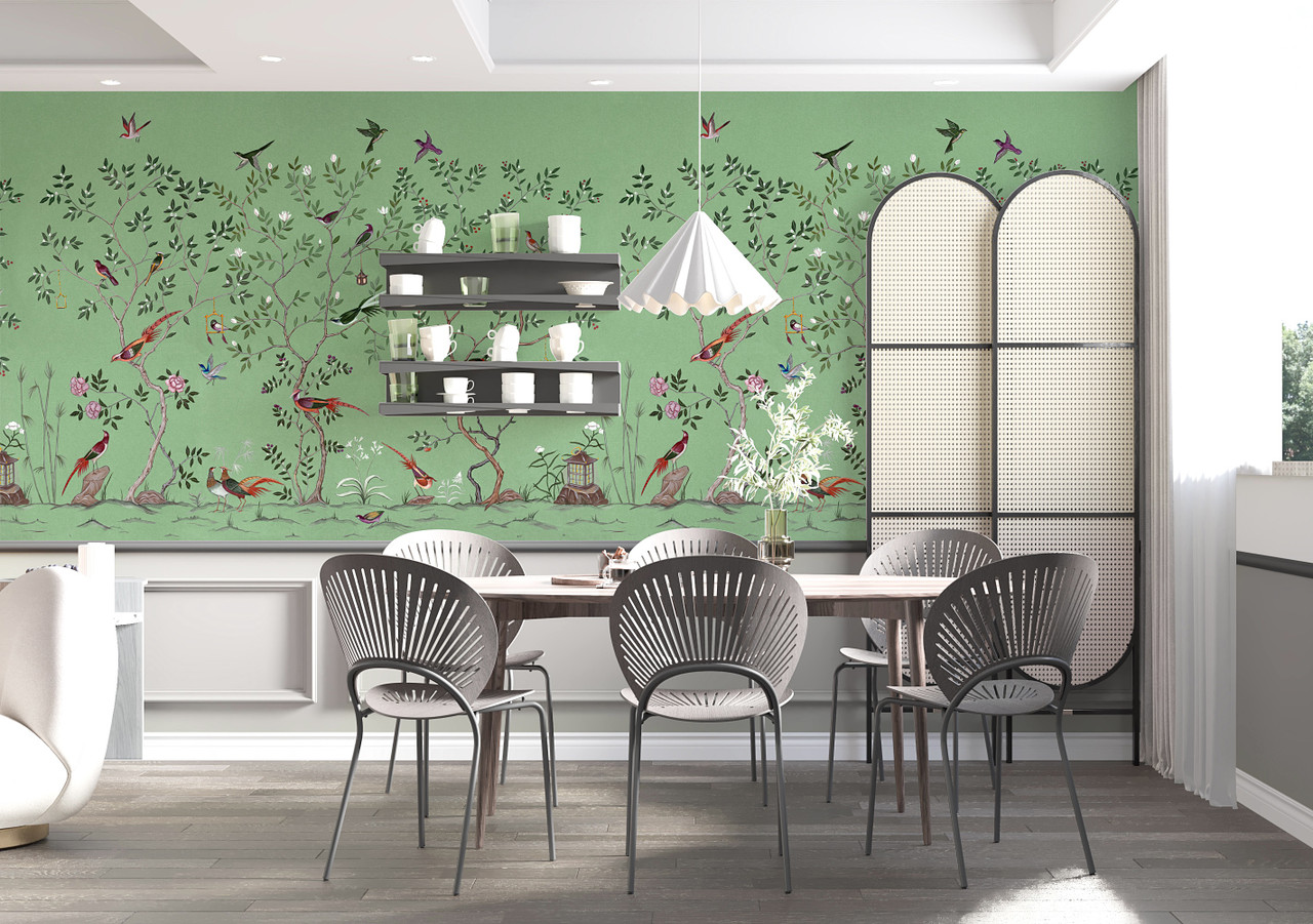 green chinoiserie wallpaper uk