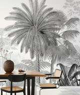 Monochrome Tropical Tree Landscape Wallpaper Wall Mural | Photowall ...