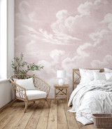 Clouds Blush Pink Wallpaper Wall Mural | Kids Nursery Mural