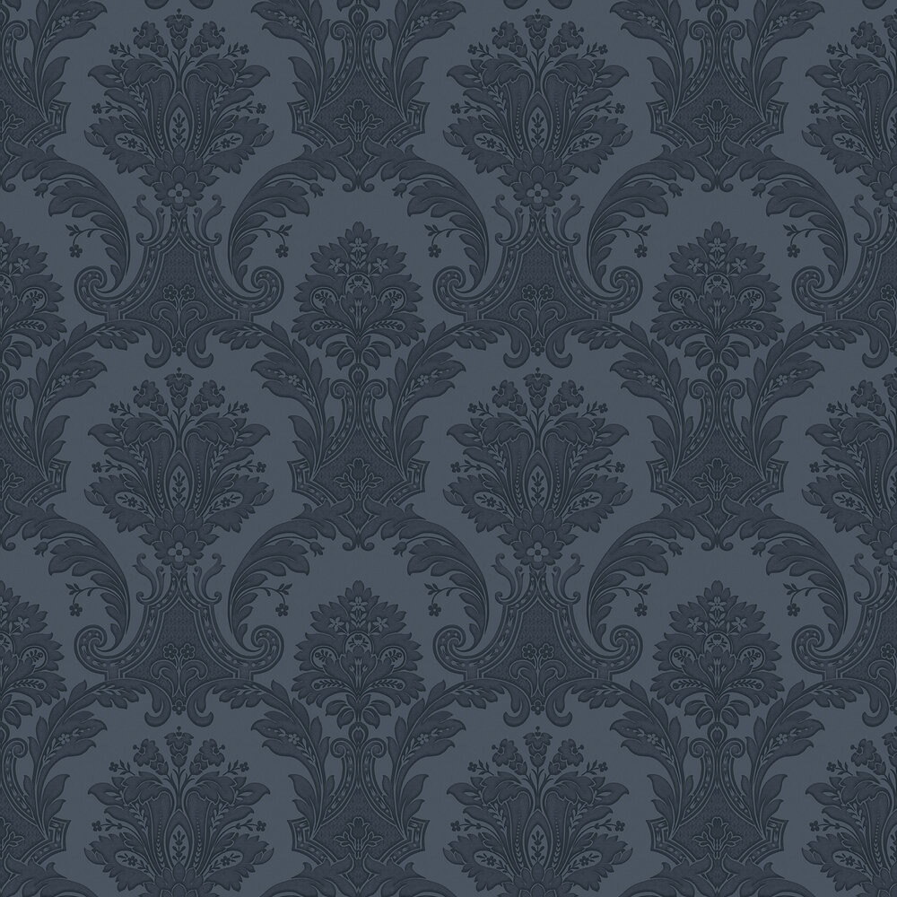 Large Scale Damask Blue Vinyl Wallpaper Australia 7371