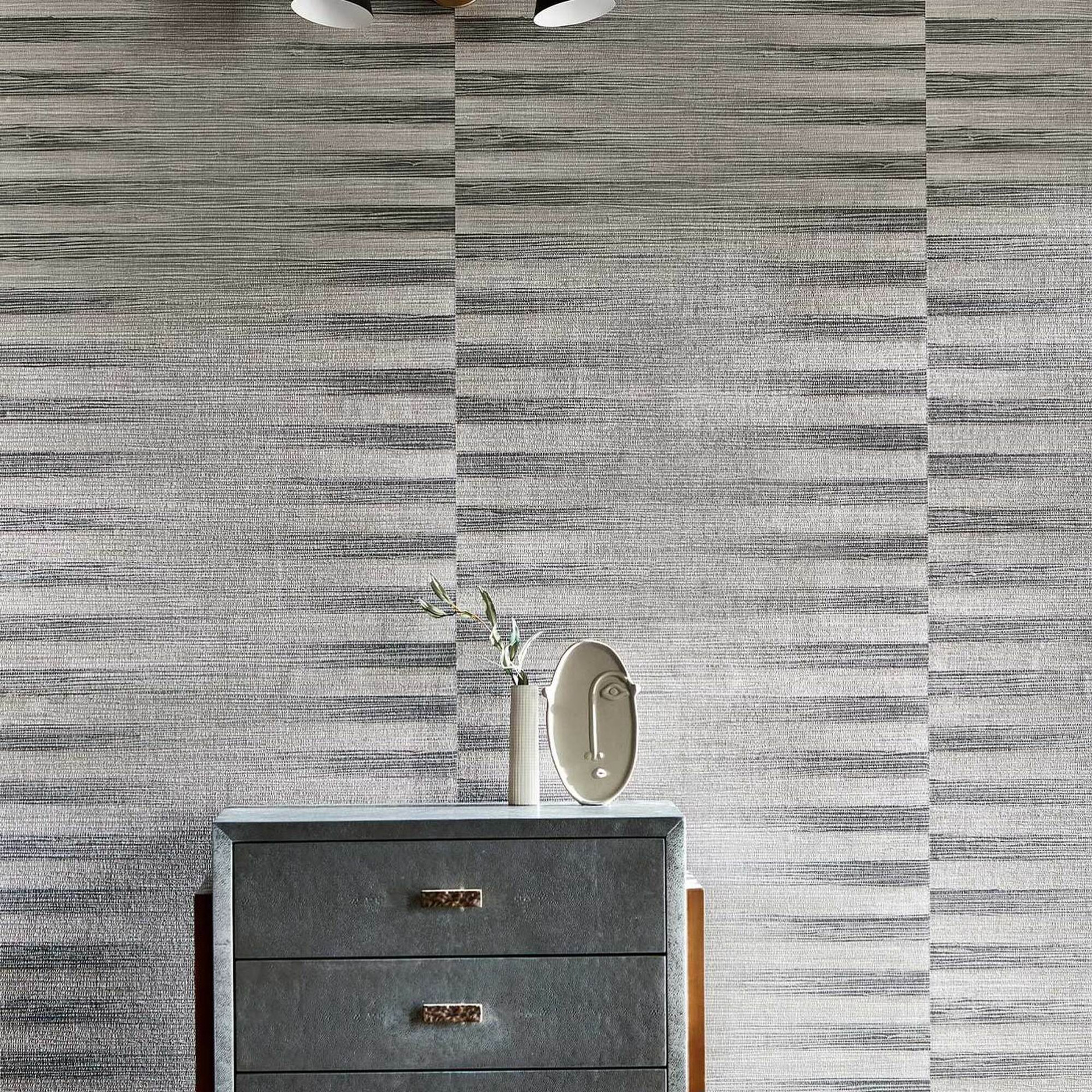 Textured Woven Horizontal Stripe Extra Wide Wallpaper Mineral Blue ...