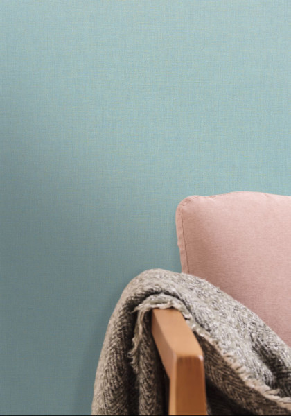 Plain Linen Effect Metallic Pale Blue Vinyl Wallpaper Caselio Vinyl