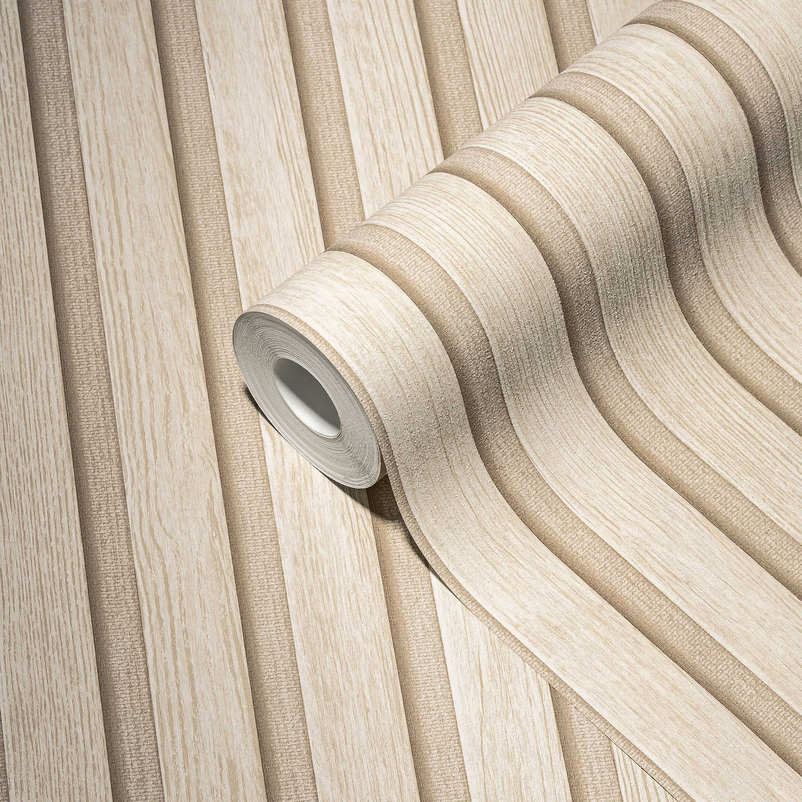 Cream Wood Optic Panelling Wallpaper | 3D Textured Timber Plank Effect | Self-Adhesive Wall Decor 11 thumbnail image