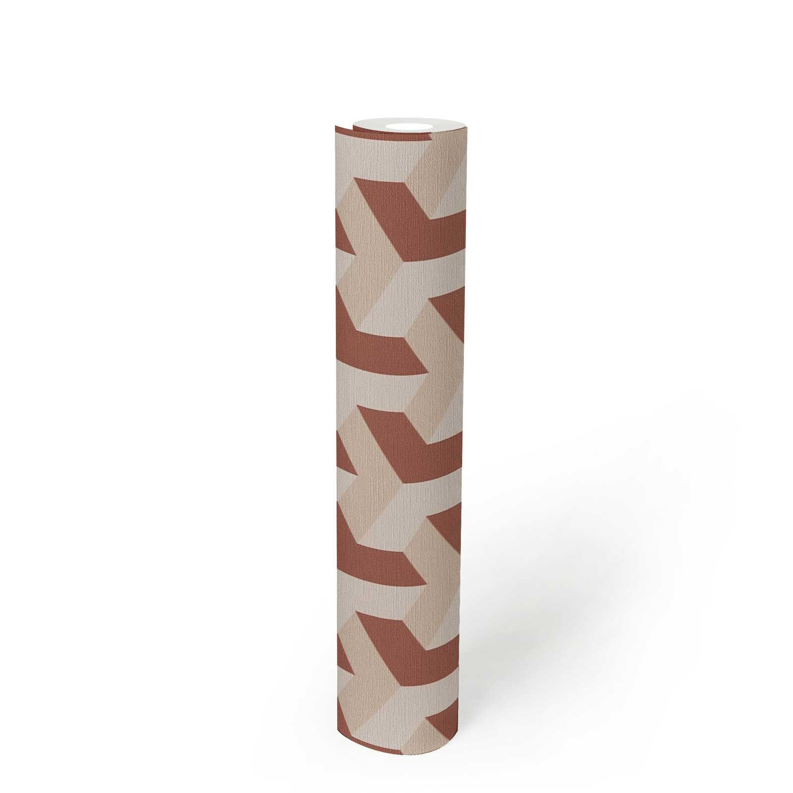 Linen Texture Geometric Art Deco Rust Red Orange Wallpaper | AS ...