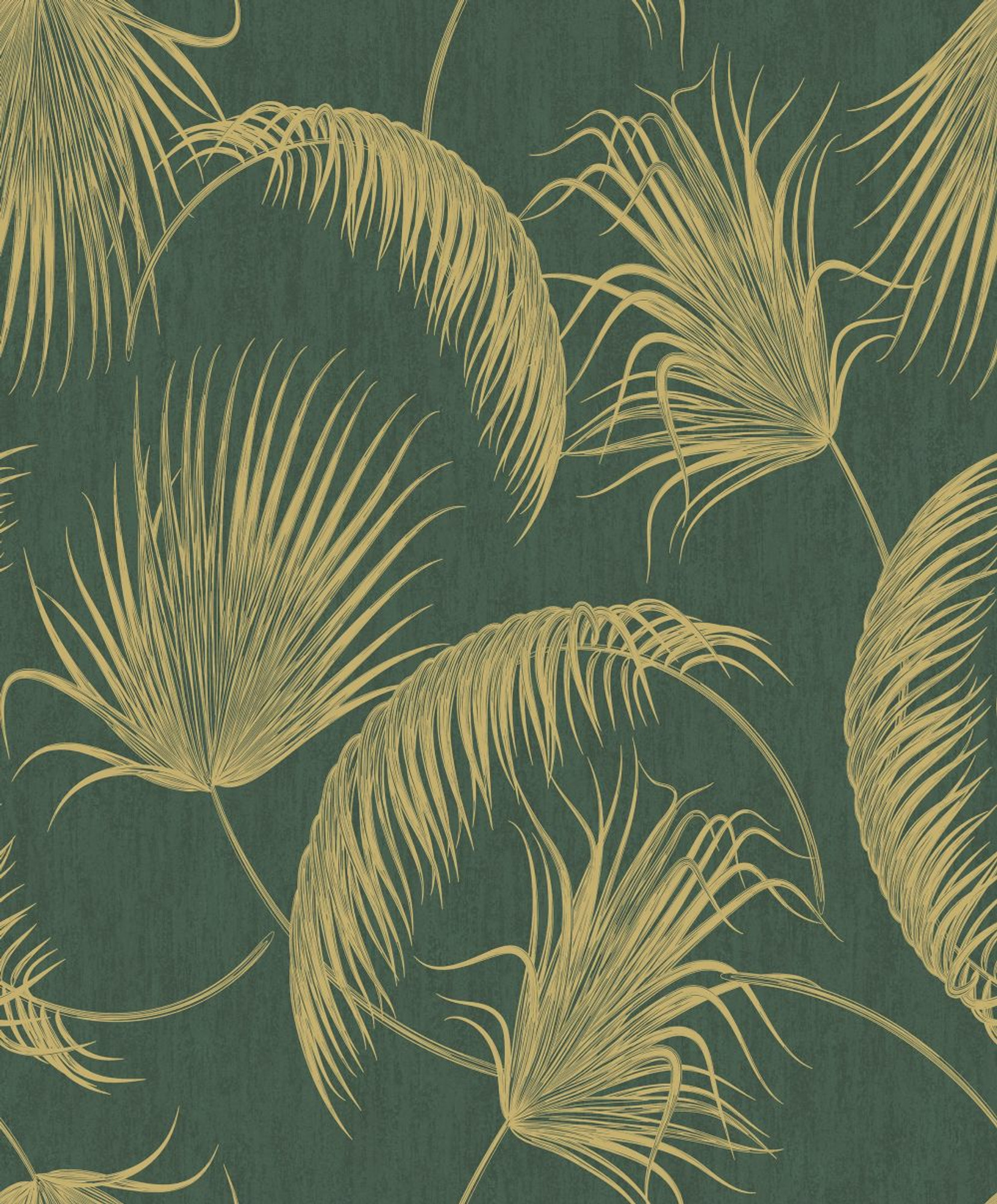 Floating Fern Leaf Pattern Deep Gold Green Wallpaper | SK Filson Oasis  Leaves