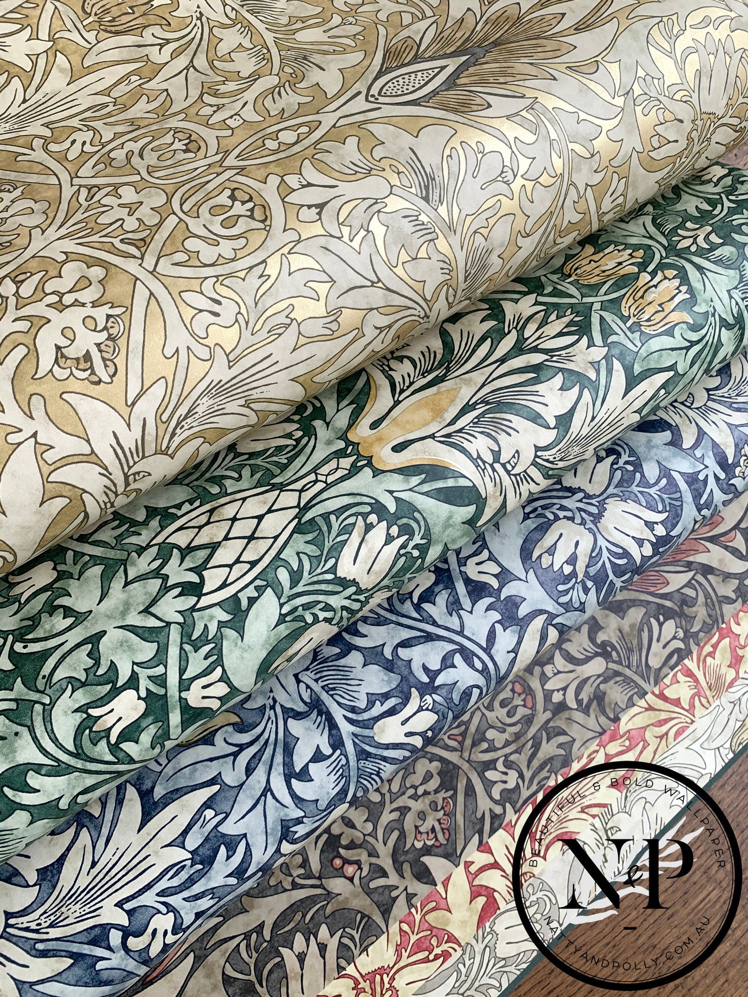 Earthy Intricate Floral Weave Wallpaper Indigo Orange Wallpaper Morris And Co Snakeshead