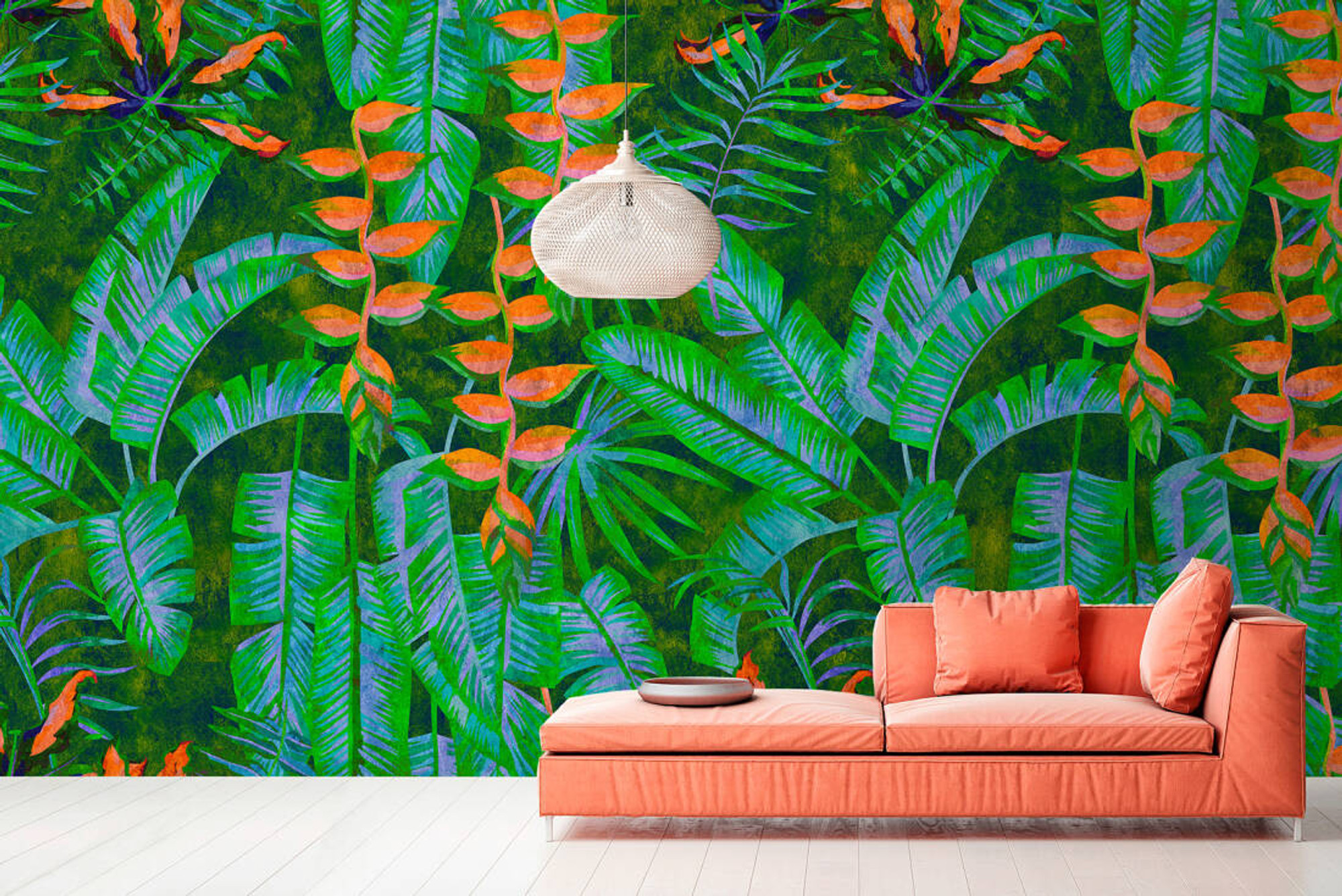 Large Scale Drawn Banana Leaf Orchid Wallpaper Wall Mural Vibrant | Walls  By Patel Tropicana 4