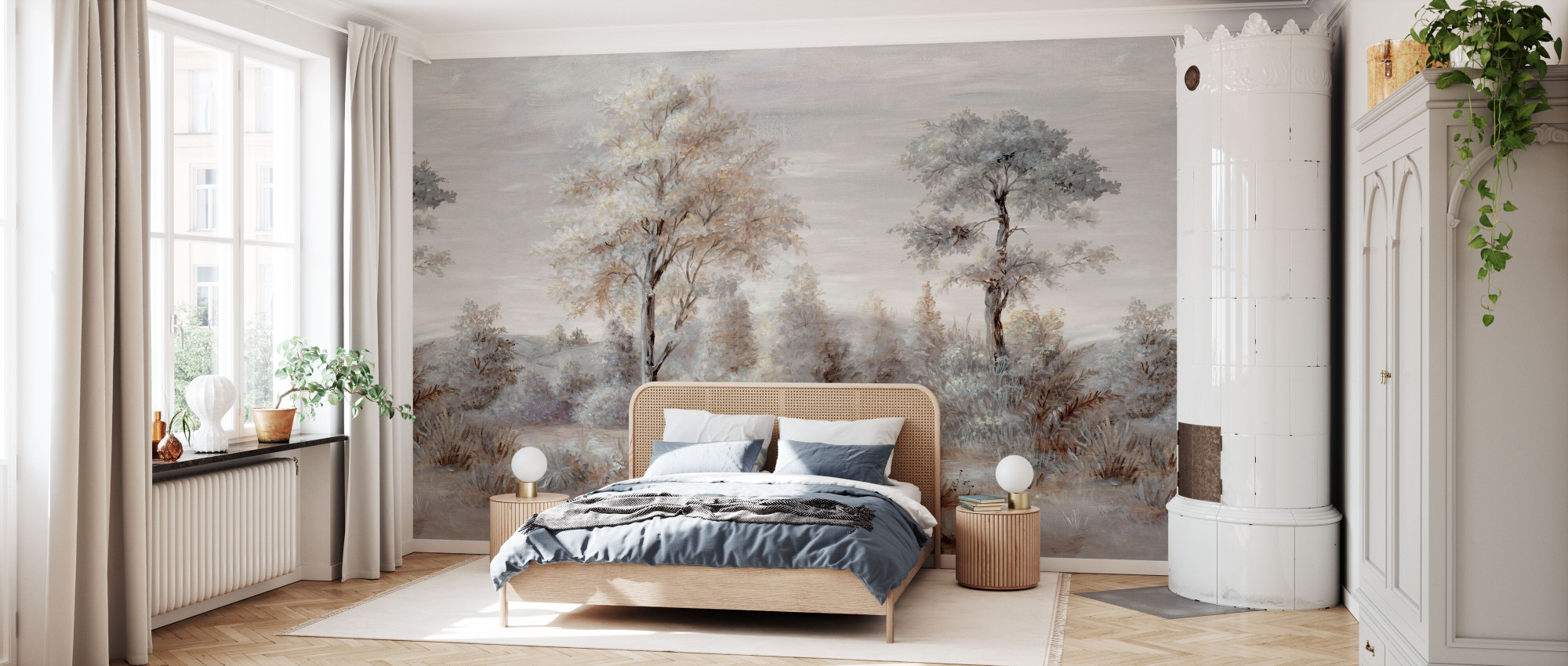Expressive View Soft Whimsical Tree Forest Wallpaper Wall Mural