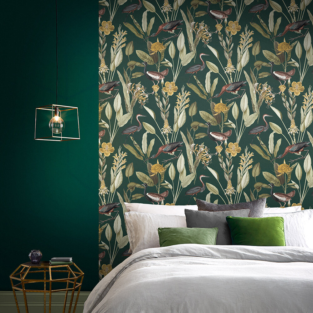 Glasshouse Green Natty Polly Wallpaper Australia