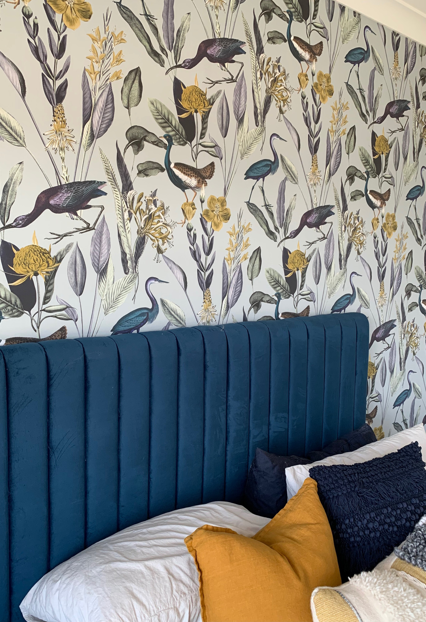 Jungle Plants Quirky Birds Soft Grey Wallpaper Graham and Brown