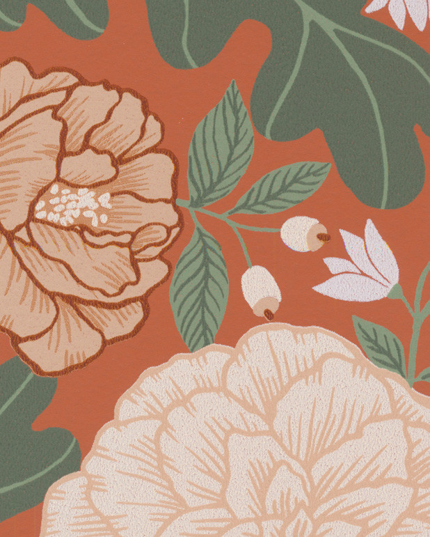 Blooming Trailing Flowers Burnt Orange Wallpaper Galerie Camile