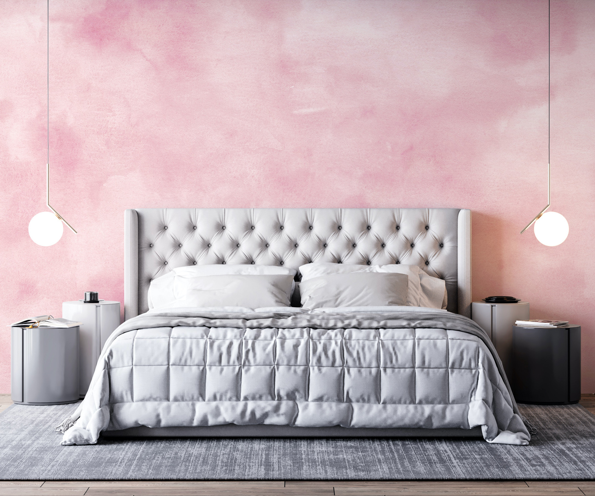 Pink Cloud Effect Watercolour Wallpaper Mural | Vinyl or Non Woven Material