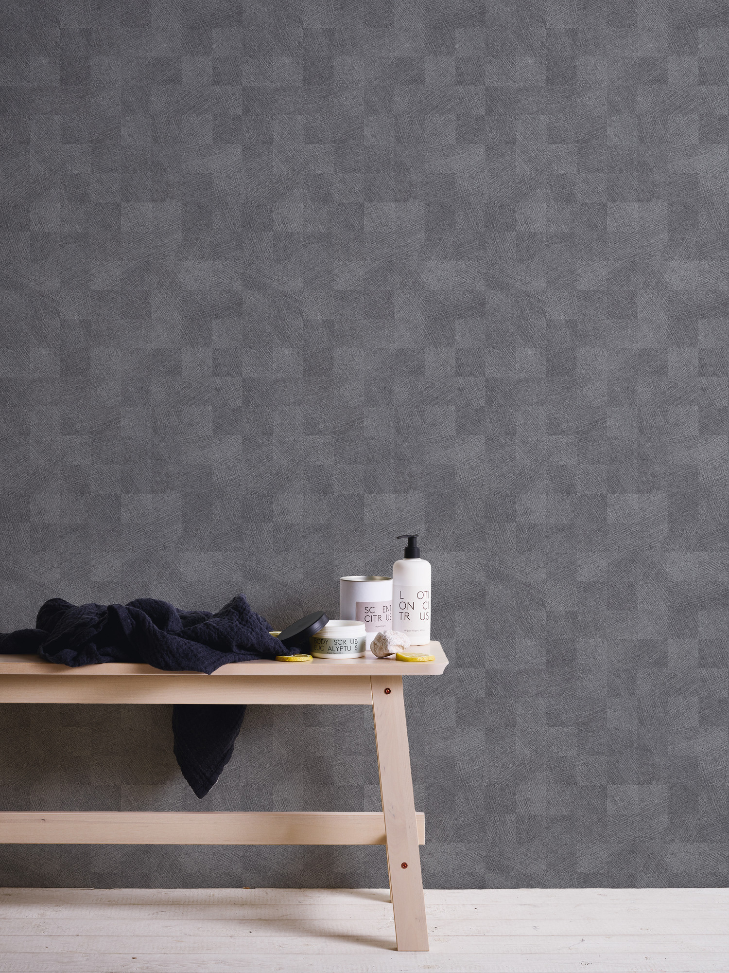 Textured Checkered Dark Grey Vinyl Wallpaper Australia