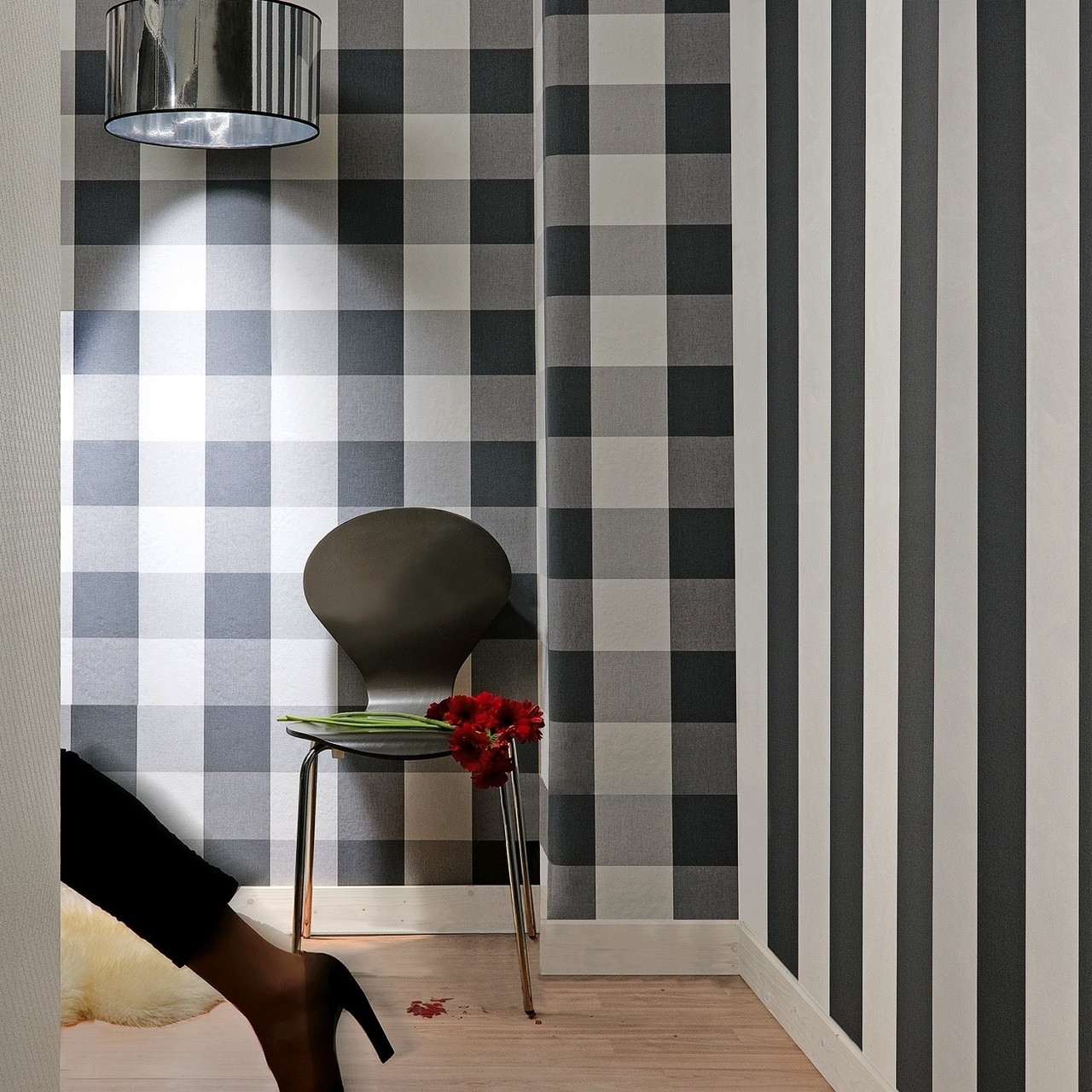 CHECK WALLPAPER GREY Natty & Polly Wallpaper Australia
