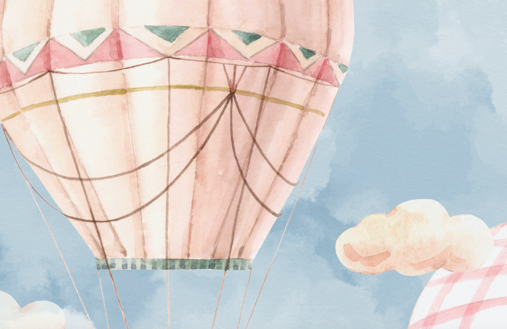 Pink and Blue Hot Air Balloons Abstract Clouds Wallpaper Mural Australia