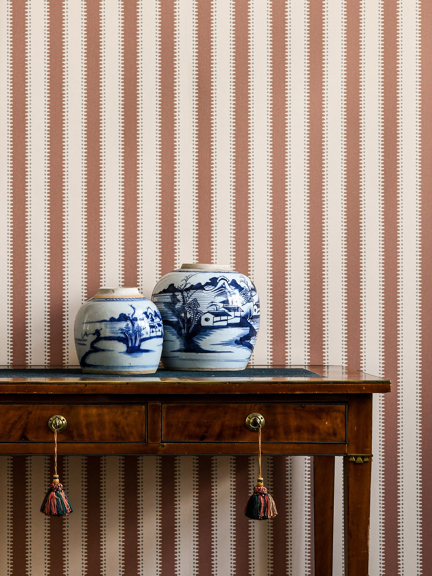 Stripe Natural Tan Non Woven Wallpaper Långelid / Von Brömssen Jagged Stripe