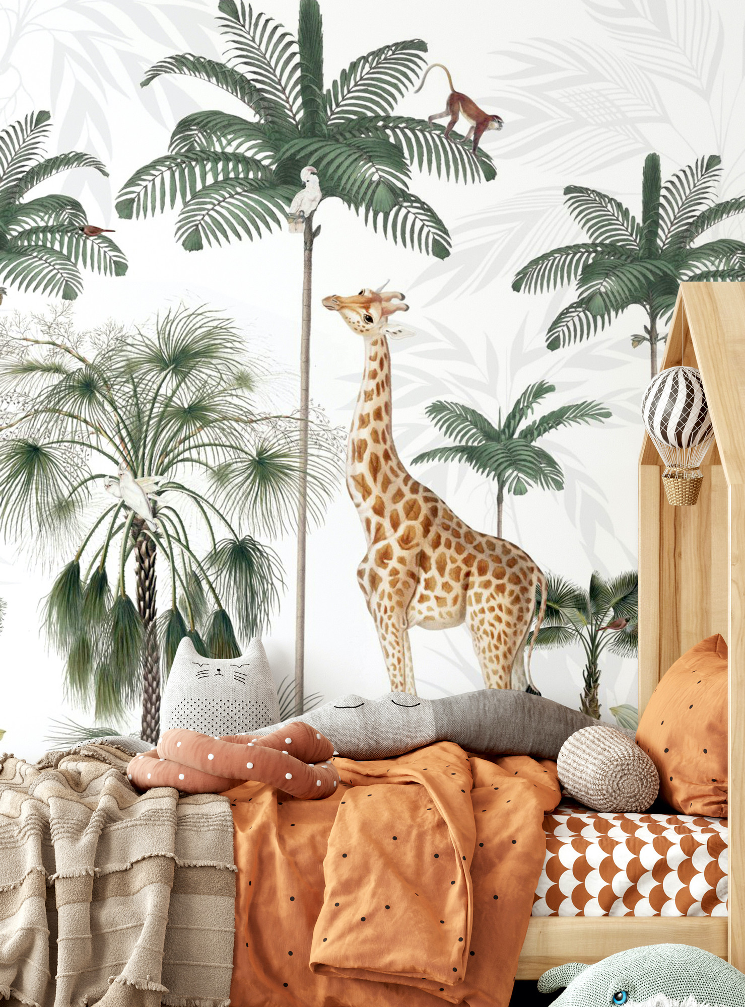 Giraffe and Palms African Animals Wallpaper Wall Mural | Kikki Belle ...