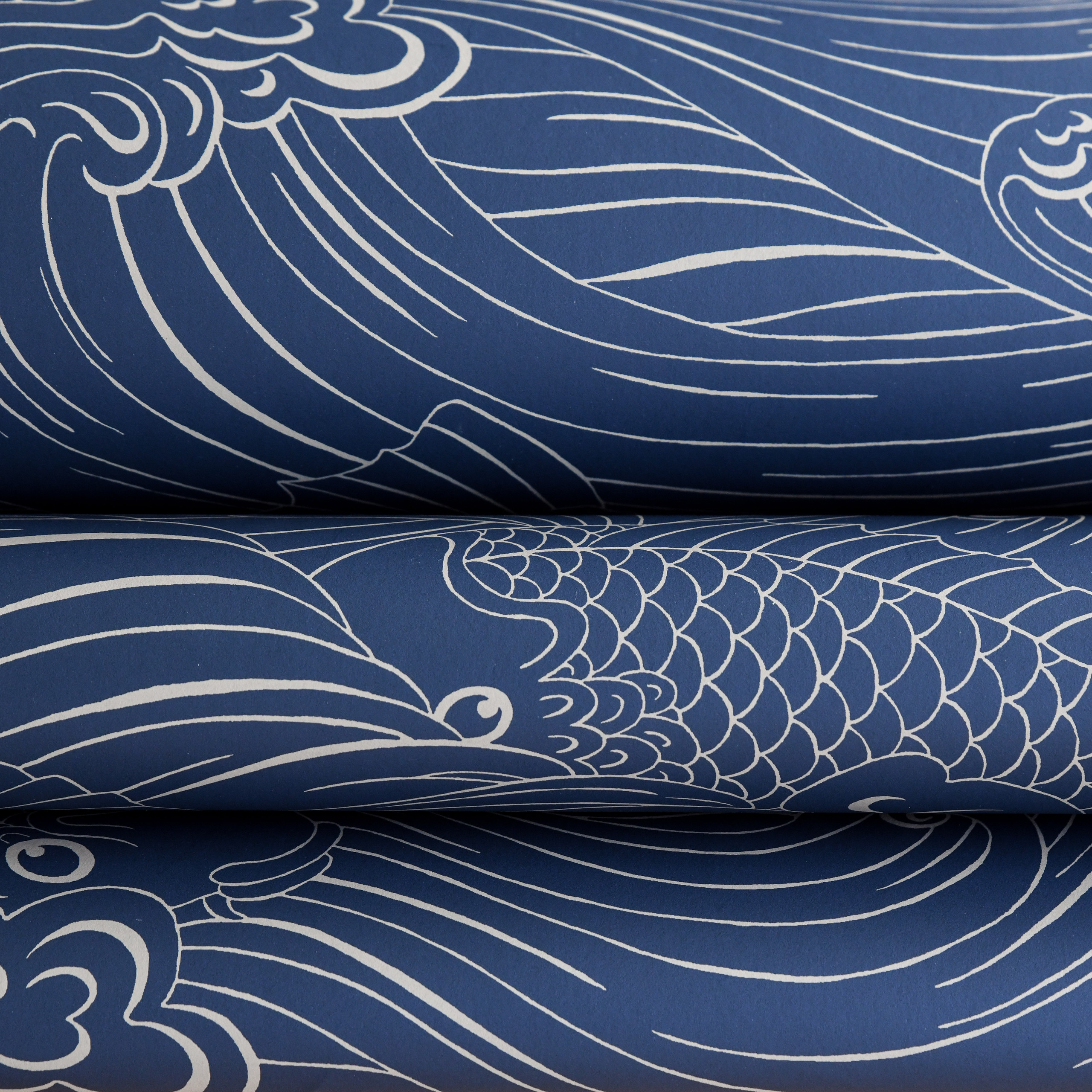 Delicate Ocean Waves Ink Blue Wallpaper Langelid / Von Bromssen
