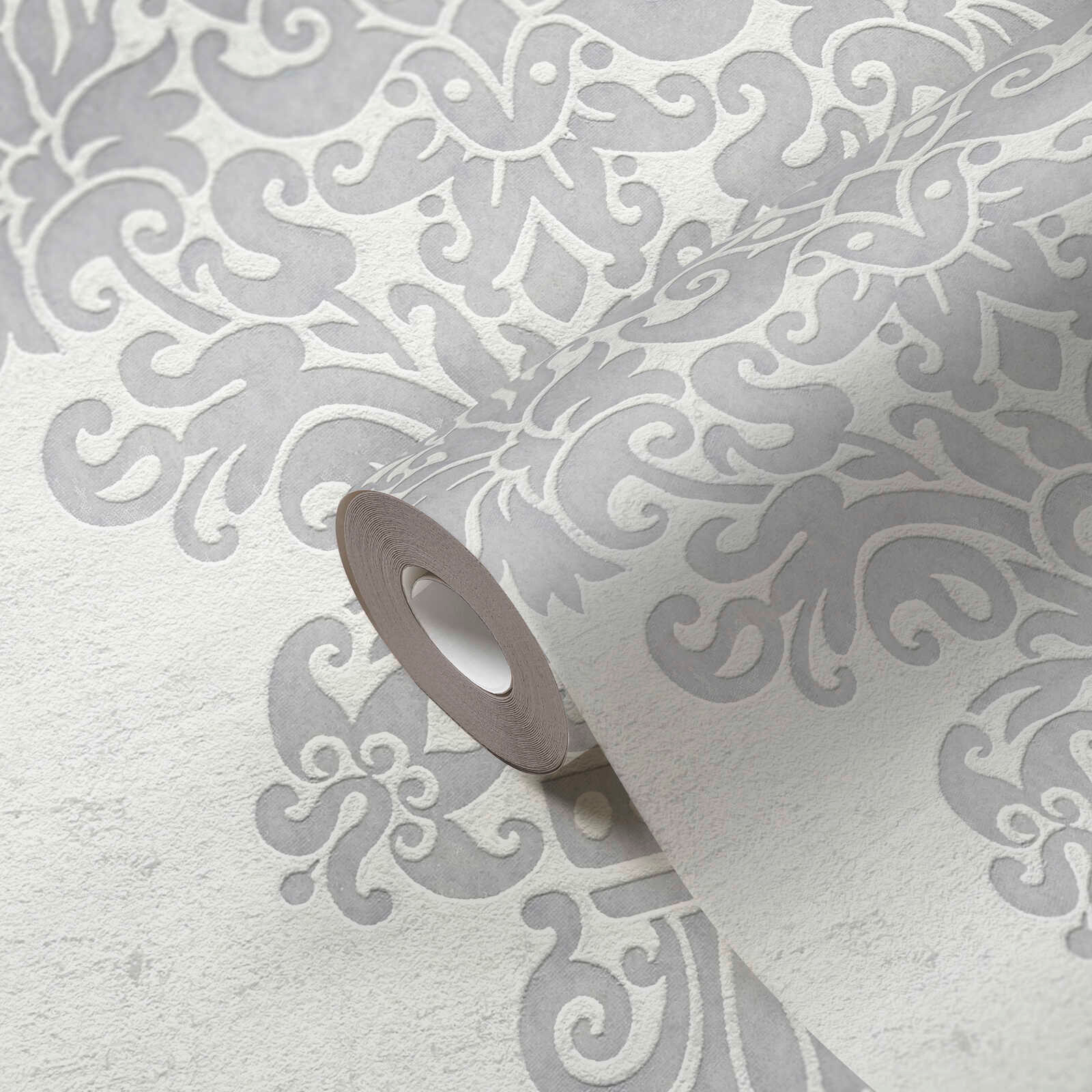 Elegant Damask Motifs White Silver Wallpaper | AS Creation Pure Elegance