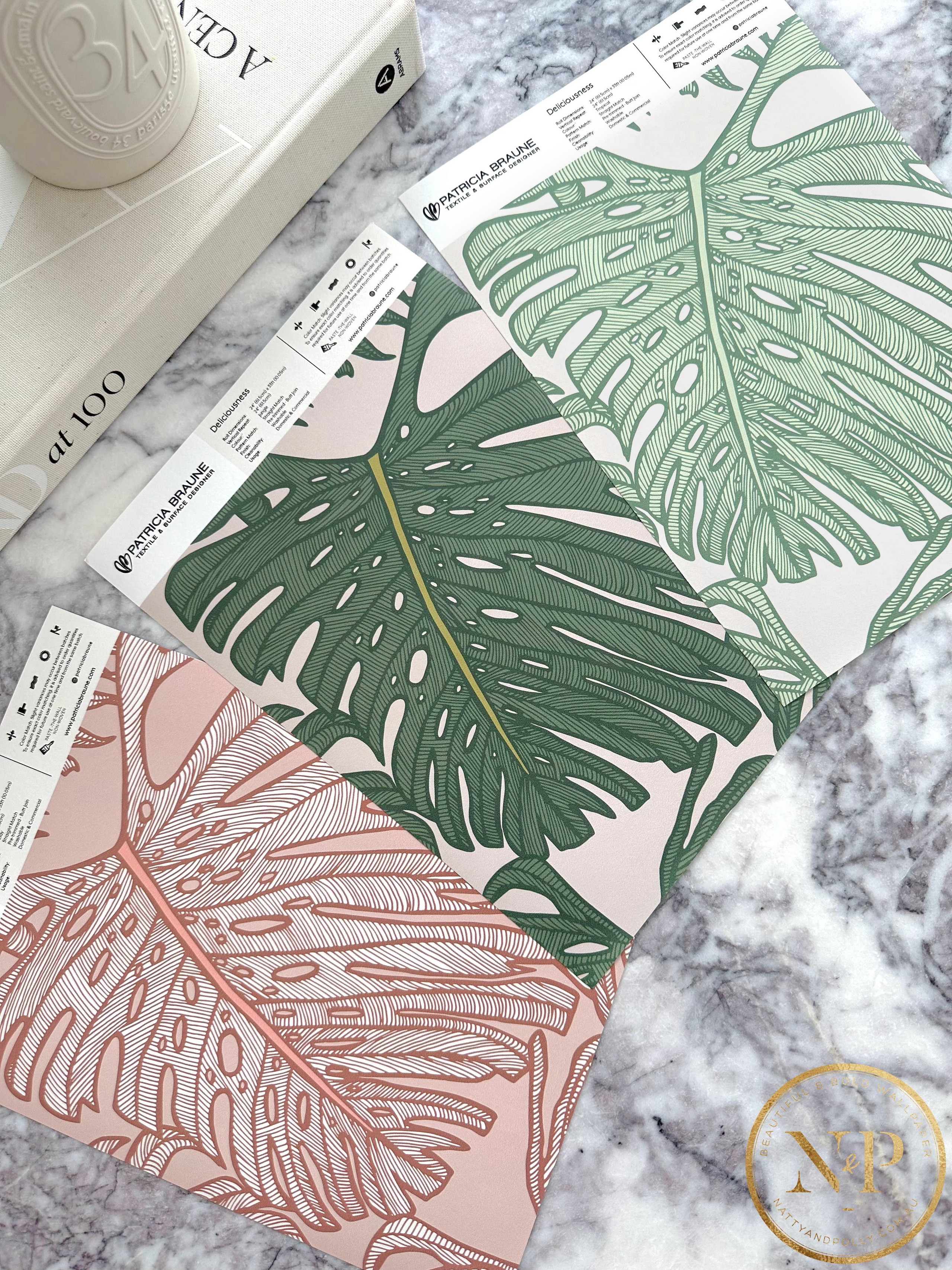 Tropical Monstera Deliciosa Leaves Clay Pink Wallpaper | Patricia ...