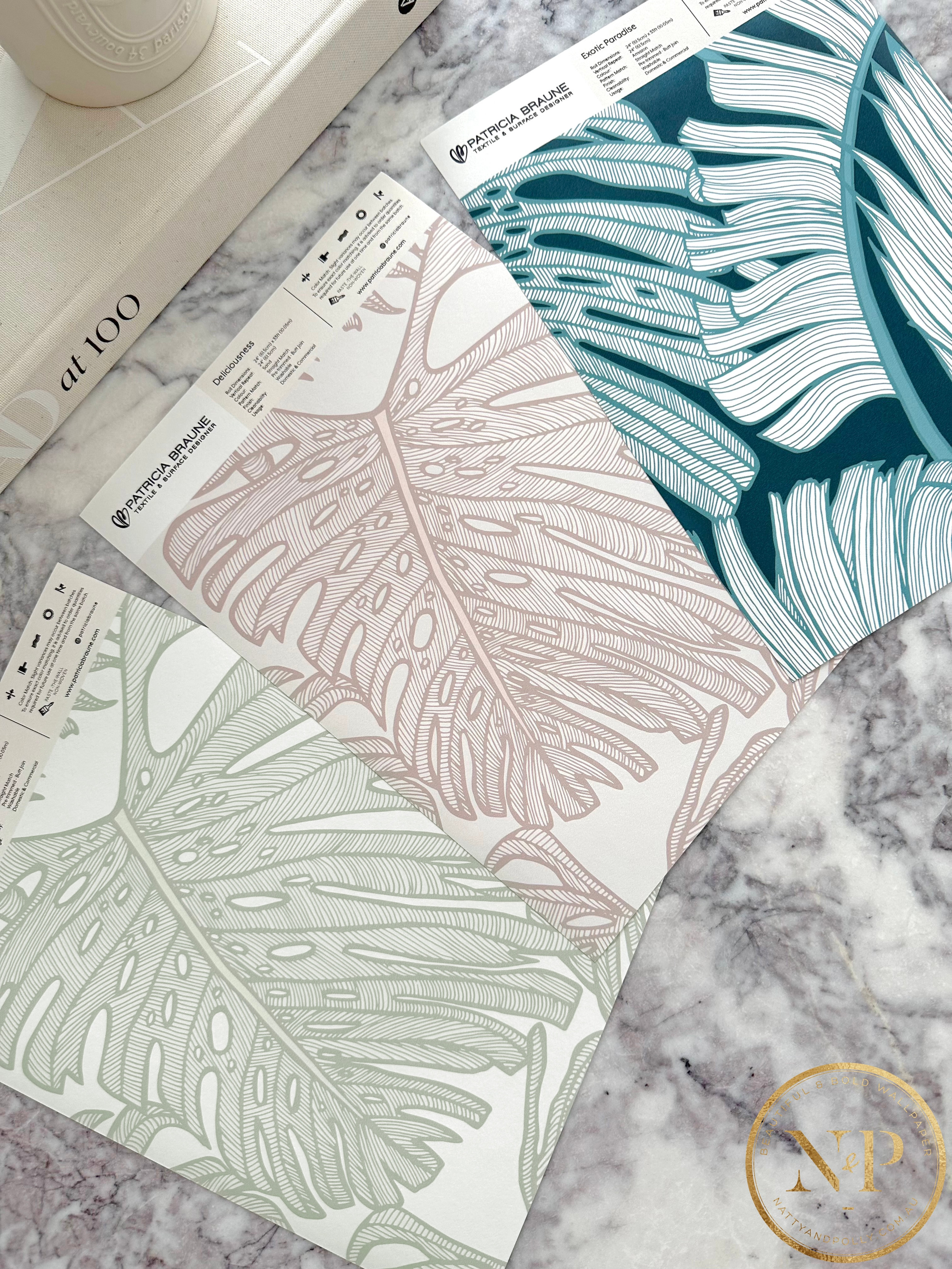 Tropical Monstera Deliciosa Leaves Sandy Pink Wallpaper | Patricia ...