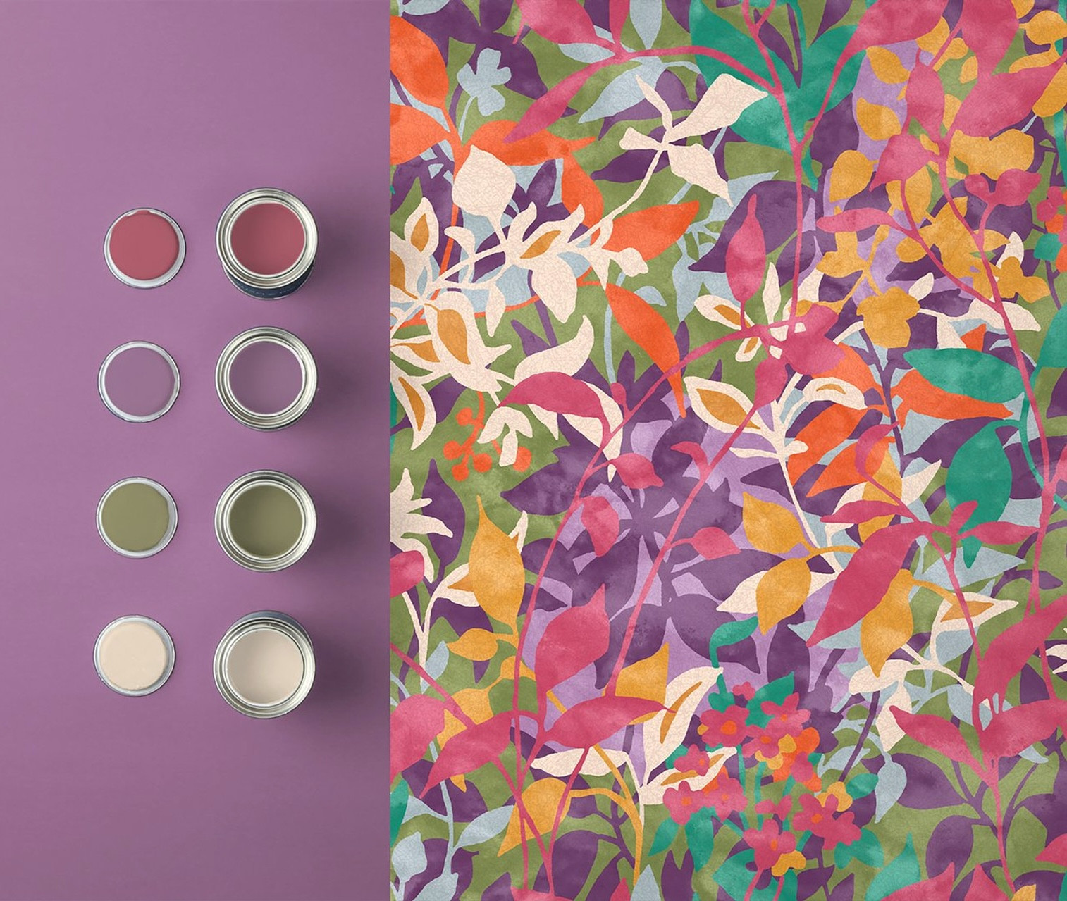 Silhouettes Leaves Multicolour Wallpaper | Graham and Brown Fleur