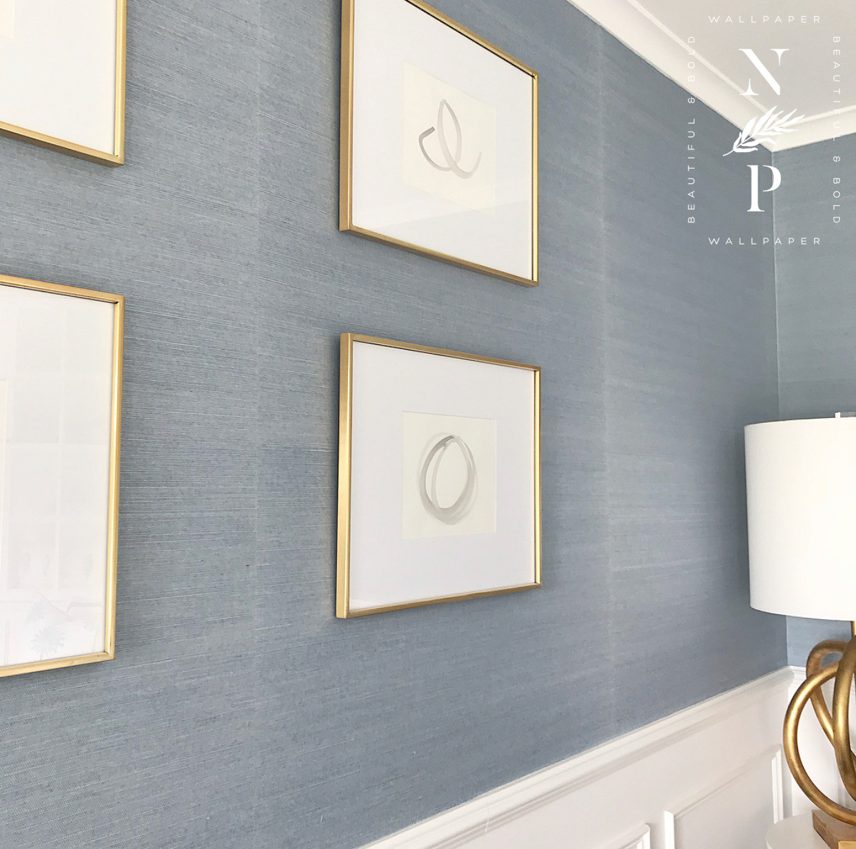 Grasscloth Sky Blue Wallpaper | Thibaut Shang Extra Fine Sisal
