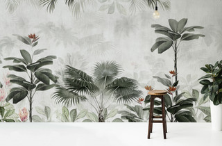 Botanical Bliss Tropical Wallpaper Mural - Vintage Orange