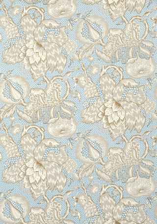 Large Scale Floral Spa Blue Non Woven Wallpaper | Anna French Westmont