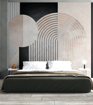 Blush Pink Black and Silver Abstract Retro Arches Concrete Paint ...