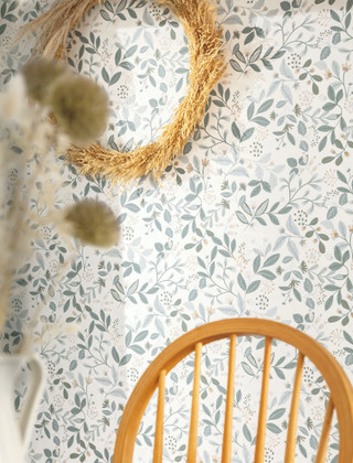 Delicate Leaves And Foliage Blue Wallpaper | Caselio Chloe