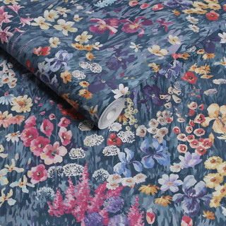 Pretty Cottage Flowers Blue Multicolour Wallpaper | Graham and Brown ...