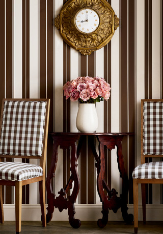 Classic Striped Chocolate Brown Wallpaper Thibaut Norfolk Stripe