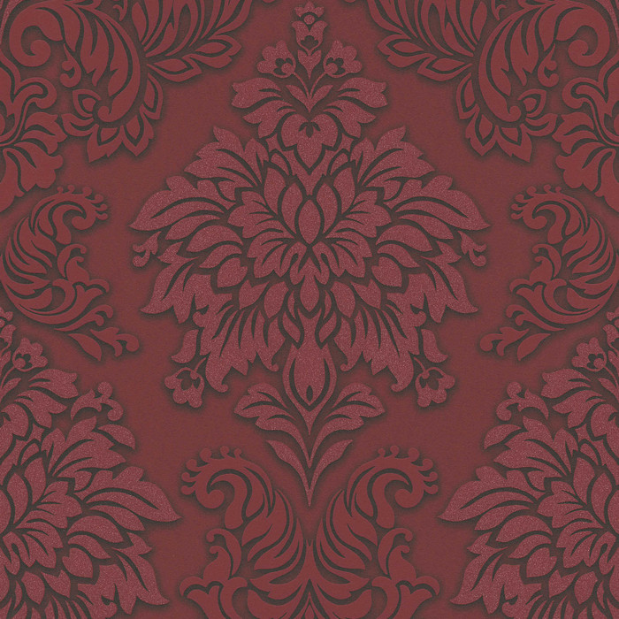 Glitter Damask - Crimson