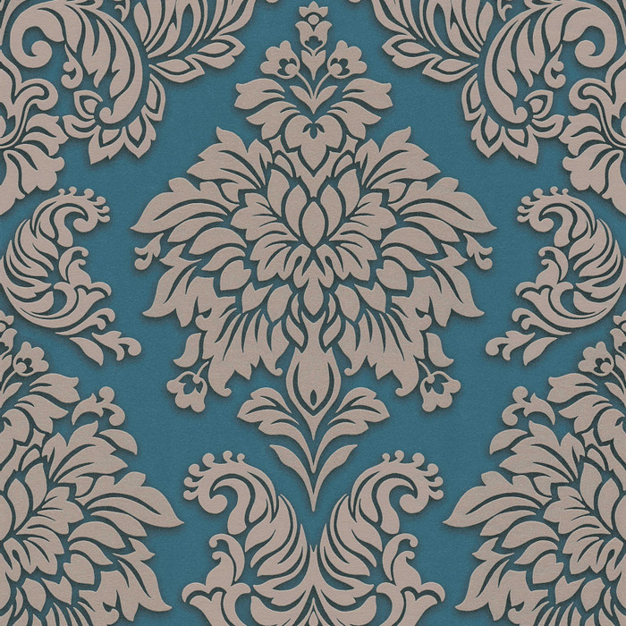 Glitter Damask - Teal