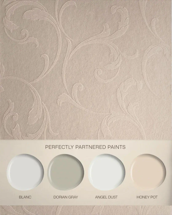 Baroque Beaded Wallpaper - Pearl