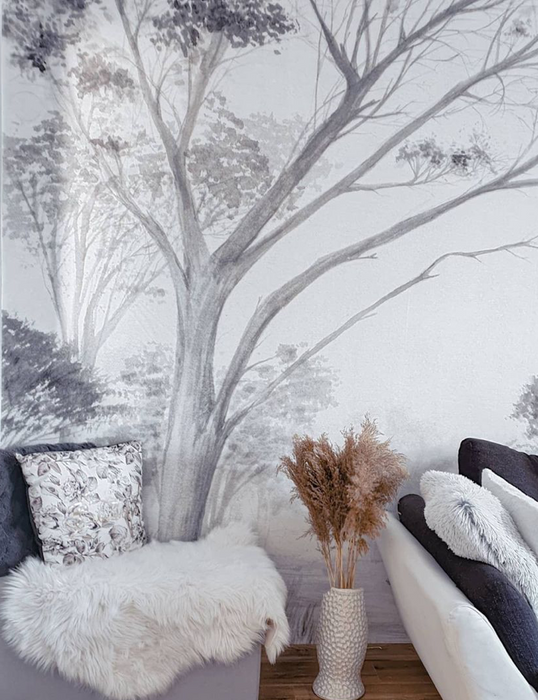 Mural - Tree Grey / White (Per Sqm)