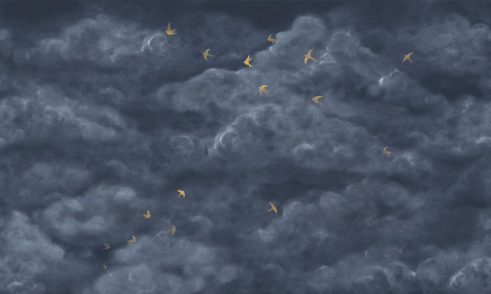 Mural - Tender Clouds Dark Blue (Per Sqm)