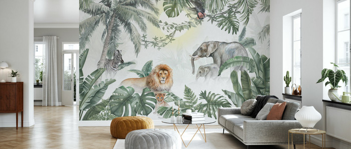 Mural - Jungle Animals Olive (Per Sqm)