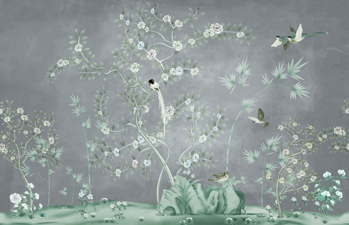Mural - Promised Bird Land Grey (Per Sqm)