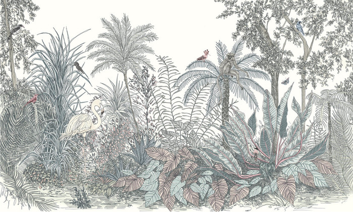 Mural - Tropica Animals Pastel (Per Sqm)