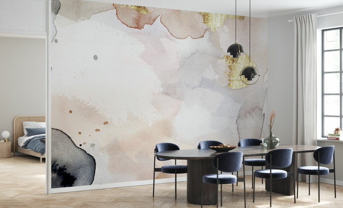 Mural - Indigo Blush & Gold (Per Sqm)