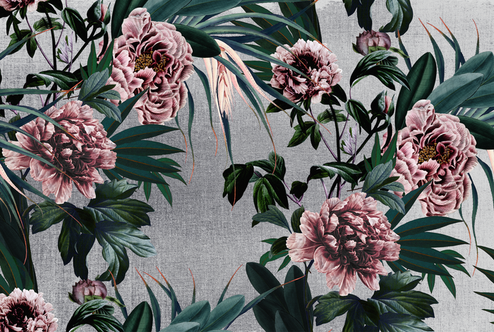 Mural - Peony Summer Grey (Per Sqm)