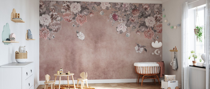 Mural - Vintage Flower Wall Pink (Per Sqm)