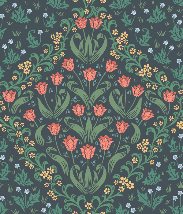 Tudor Garden - Rouge / Green / Charcoal