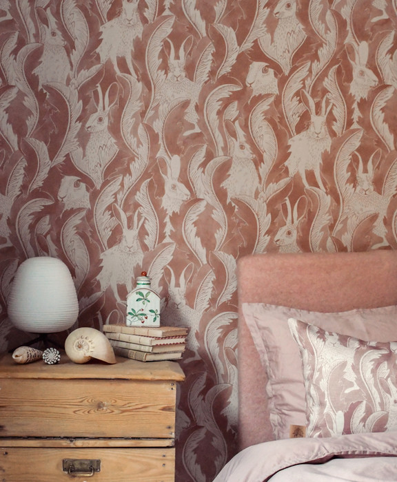 Hares In Hiding - Dusty Pink