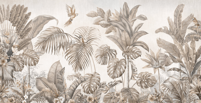 Mural - Tropical Birds Sepia (Per Sqm)