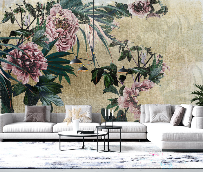 Mural - Peony Summer Gold Crush (Per Sqm)