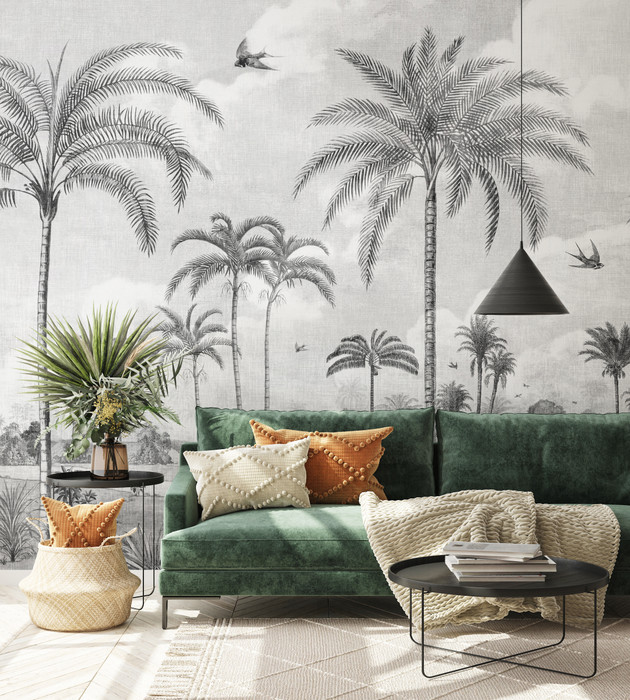 Mural - Vintage Jungle Grey (Per Sqm)