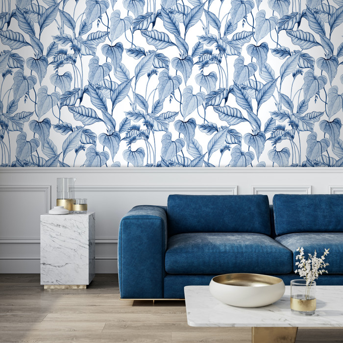 Mural - Lush Blue White (Per Sqm)